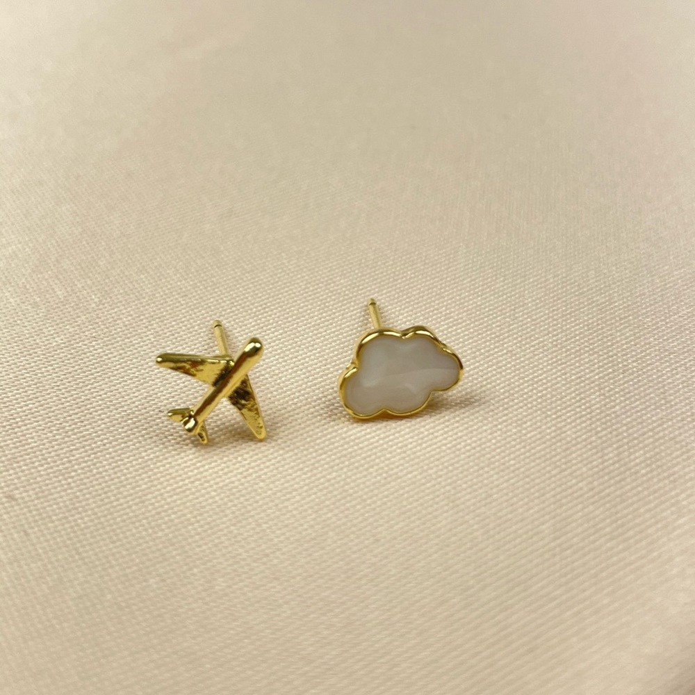 Plane and cloud earrings